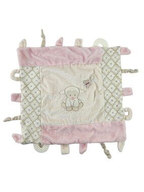 Maison Chic Lamb Lovey Security Blanket Teether Crinkle Pink Cream Sheep 2014